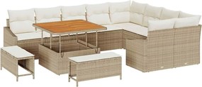 vidaXL Set de canapele pentru grădină cu pernă 12 pcs Bej Rattan poli