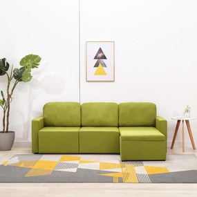 288788 vidaXL Canapea extensibilă modulară, 3 locuri, verde, material textil