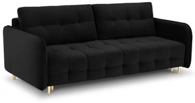 Canapea extensibila Scaleta cu 3 locuri, tapiterie din catifea si picioare din metal auriu, negru