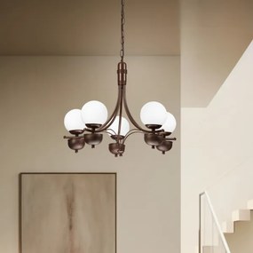 Lustră pe lanț Brilagi COTTAGE 5xG9/40W/230V stejar/alb