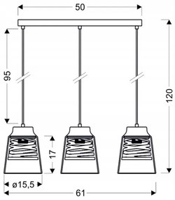 Lustră pe lanț FRESNO 3xE27/60W/230V