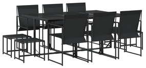 3295129 vidaXL Set mobilier de grădină, 11 piese, negru, textilenă