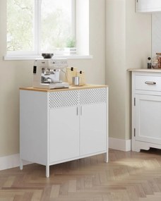 Dulap de depozitare metalic BRIX, 76x80x40cm, albă/maro SongmicsHome