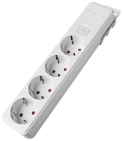 Bloc multipriza Braytron, 4 prize, cu intrerupator, protectie copii, alb