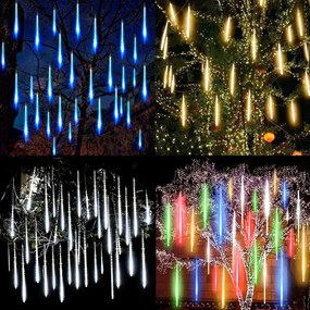 Instalație de Crăciun, țurțuri, 8 tuburi de 50 sau 80 cm, cu led, 3 metri, exterior, diverse culori