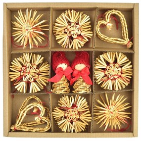 Set de ornamente de paie cu păpuși, 30 buc.