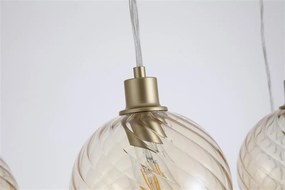 Lustra cu 6 pendule metal auriu, sticla champanie Radiance