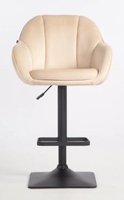 HR2055KW Scaun Crem din Catifea cu Bază Neagră