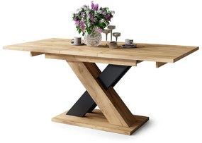 Mazzoni KARO Stejar Craft Auriu/Negru Mat – MASĂ/MĂSUȚĂ DE CAFEA MODERNĂ CU BLAT EXTENSIBIL până la 180 cm
