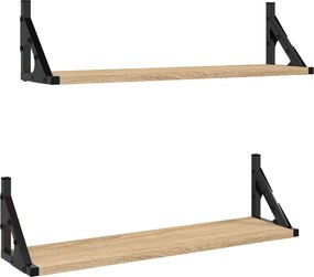 vidaXL Rafturi de perete, 2 buc., stejar sonoma, 60x15x15,5 cm