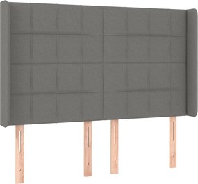 vidaXL Tăblie de pat cu aripioare gri închis 147x16x118/128 cm textil