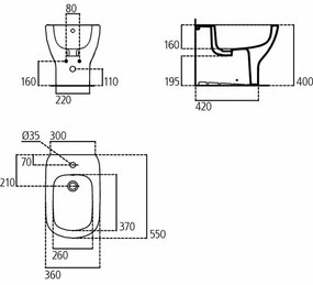 Bideu pe pardoseala alb mat Ideal Standard Tesi back-to-wall