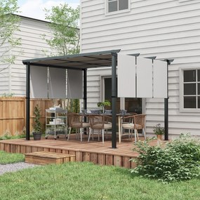 Outsunny Gazebo Pergolă pentru Grădină 3x3,5 m cu 3 Acoperișuri Reglabile, Pergolă din Oțel și Poliester Anti-UV, Gri | Aosom Romania