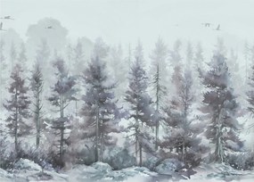 Tablou pe sticlă - Pădurea de pini II., aquarel (70x50 cm)