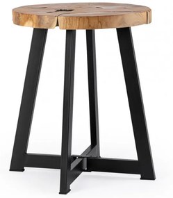 Masuta de cafea maro/neagra din lemn de Teak si metal, ∅ 40 cm, Elwood Bizzotto
