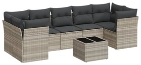 3217292 vidaXL Set mobilier de grădină cu perne, 8 piese gri deschis poliratan