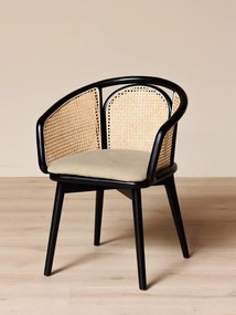 Scaun dining, din bumbac si rattan, Cleopatra