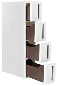 Dulap de depozitare cu sertare, Songmics, Alb/Maro, 45 x 17 x 83 cm, KFR08WT