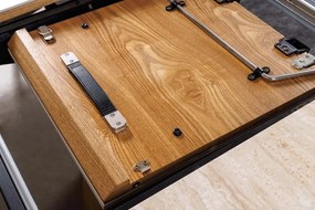 Masa extensibila, Ceramica travertin, Furnir stejar, UNIQUE 160-200cm