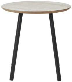 Aalst masă mică, efect travertin, picioare negre 40x40 cm