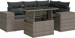 vidaXL Set canapea de grădină cu perne, 5 piese, gri, poliratan