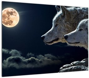 Tablou cu lupi în lună (70x50 cm), în 40 de alte dimensiuni noi