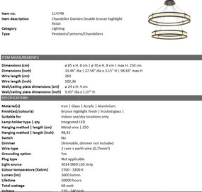 Lustra LUX dimabila Damien Double bronz 114749 HZ