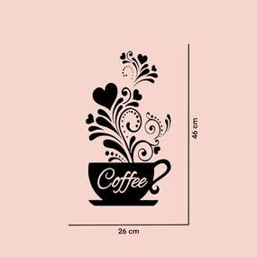 Autocolant de perete "Cafea cu ornament - negru" 26x46 cm