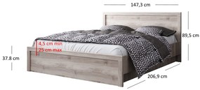 Pat matrimonial140 cm Jolene (castan nairobi) (cu somieră). 1052986