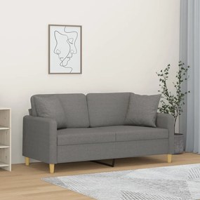 3153138 vidaXL Canapea cu 2 locuri cu perne&pernuțe gri închis 140 cm textil