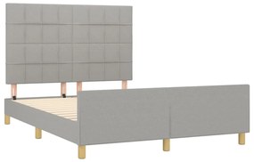 Cadru de pat cu tablie, gri deschis, 140x200 cm, textil Gri deschis, 140 x 200 cm, Cu blocuri patrate