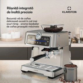 Klarstein Aparat de cafea GrandPresso Touch, 20 bar, râșniță integrată, indicator de presiune, spumă de lapte