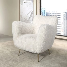 Fotoliu LUX design italian, White long pile