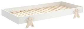 Set 4 paturi stivuibile pentru copii MODULO, alb, 90 x 200 cm, cu picioare în formă de zâmbet – Vipack
