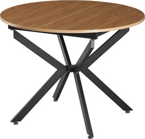 Masă extensibilă de dining, stejar deschis/neagră, 100x100-140x75 cm, ABERO TIP 1