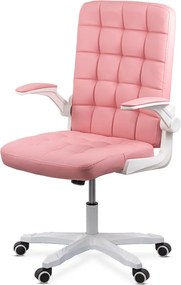 Scaun de birou pentru copii roz cu tapiterie confortabila si manere rabatabile OFF 332