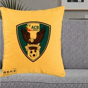 Perna Personalizata ACB Ineu Fotbal, 40x40 cm, Galben, Husa Detasabila, Perna Inclusa, BEKZ®
