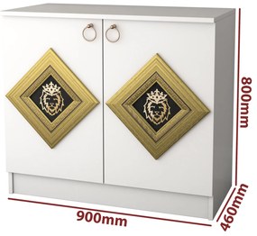 Comoda Deluxe cu oglinda, culoare alb / negru, 90 x 46 x 80 cm