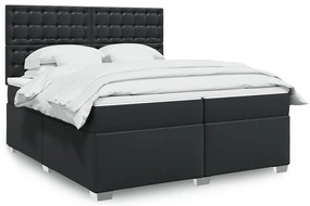 vidaXL Pat box spring cu saltea, negru, 200x200 cm, piele ecologică