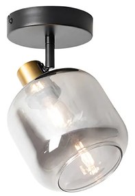 Spotlight de tavan de design negru cu auriu și sticlă fumurie - Zuzanna