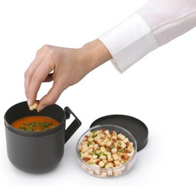 Cana pentru supa cu capac Brabantia Make&Take 1006293, 600+180 ml, Capac cu infiletare, Fara BPA, Gri