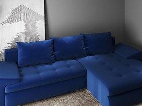 Colțar extensibil dumonde cu ladă de depozitare si sezut confortabil din spuma high-density, Leonardo Royal Albastru 260x185 cm II