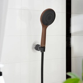 Suport pentru capul de duș negru autoadeziv din plastic Libertà – Wenko