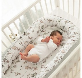Suport de dormit Babynest Premium Bumbac si Catifea Peony Dreamland Ecri by BabySteps, 70x35 cm