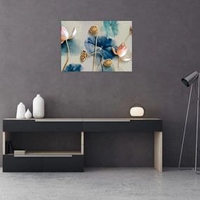 Tablou pe sticlă cu flori (70x50 cm)