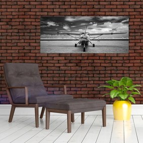 Tablou - Avion alb-negru și alb-negru (120x50 cm)