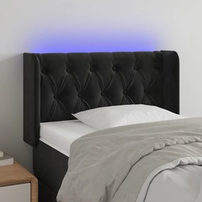 vidaXL Tăblie de pat cu LED, negru, 83x16x78/88 cm, catifea