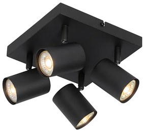 Plafoniera moderna neagra patrat reglabil cu 4 lumini - Jeana