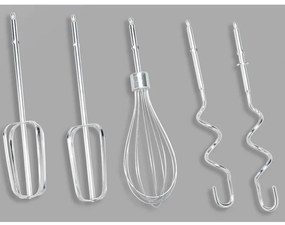 Mixer cu bol Royalty Line cu bol RL-HM19015, 700W, 6 palete, 3 L, Turbo, 5 viteze, Negru/Inox
