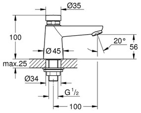 GROHE 36265000 - Ventil cu închidere automată EUROECO COSMOPOLITAN T DN 15, crom